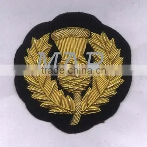 Hand Embroidery Thistle Badge,Bullion Wire Blazer Badge thumbnail-1
