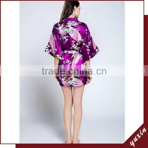 Factory Wholesale Satin Plain Bath Robe Satin Robe Silk Robe WR016 thumbnail-1