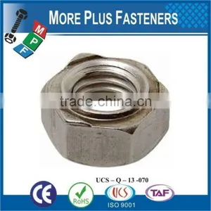 Made in Taiwan Galvanized Steel Plain Steel Stainless Steel Hexagon Weld Nut thumbnail-2