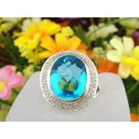925 Sterling Silver Blue Topaz Ring thumbnail-3