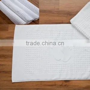 White Cottoncustom Woven Logo Hotel Bathroom Rugs thumbnail-1