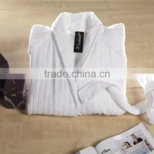 Customized White Shawl Collar Luxury Star Hotel Stripe Velour Bathrobe thumbnail-1