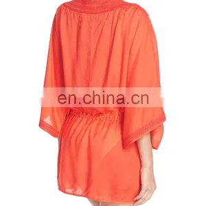 C104 Embroidered Cover-Up Tunic Beachwear thumbnail-3