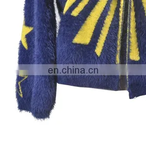 2016 New Spring Star Printed Cardigan For Women Feather Yard Knit Fabric thumbnail-4