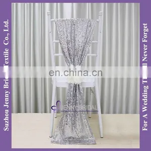 C385#20 Matte Champagne Sequin Fabric Wedding Chair Sashes Sequin Chair Cover Chair Sashes thumbnail-2