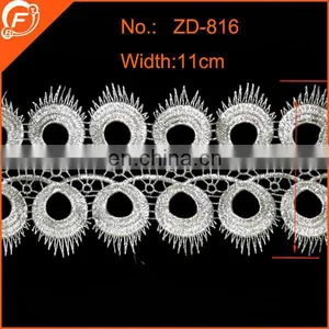 2014 Fashion Silver Embroidered Lace Trim for Dress Flower Pattern thumbnail-1