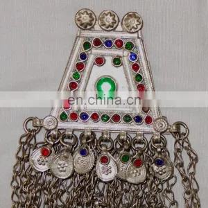 Afghani Silver Plated Necklace-Tribal Handmade Vintage Pendant thumbnail-4