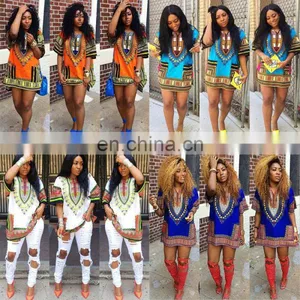 Women African Dashiki Shirt Kaftan Boho Hippe Gypsy Festival Tops Party Free Size Mexican Hippie Blouse Caftan Hippie Boho Dress thumbnail-1