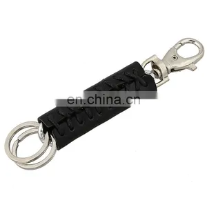 Unique Design Men Car Genuine Black Leather Shape Keychain thumbnail-1