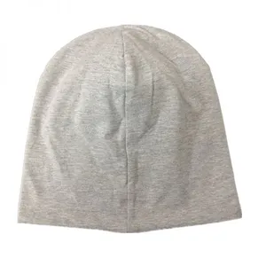 Custom Grey Skull Cap Unisex Fashion Baggy Men Jersey Beanie Stretch Cotton Hat thumbnail-4