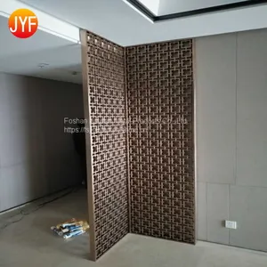 Factory Wholesale Golden Color Room Divider Decorative Laser Cut Metal Screen thumbnail-1
