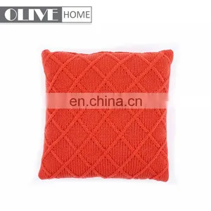 Fashion Soft Jacquard Diamond Geometric Pattern Knitted Cushion Cover for Sofa thumbnail-2