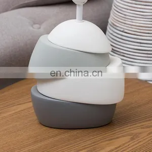 Geometric Art Modern Custom Porcelain Base Desk Light Cheap Nightstand Lamp for Hotel Bedside thumbnail-3