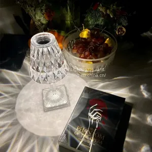 Crystal Table Lamp USB Rechargeable Acrylic Decoration Lampada Bedroom Bedside Bar Diamond Lighting Fixtures Gift Night Light thumbnail-2