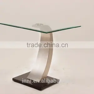 Modern Glass Top & Metal End Table thumbnail-1
