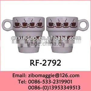 Coffee Designed White Porcelain Coffee Cup for Promotional Stackable Cup thumbnail-1