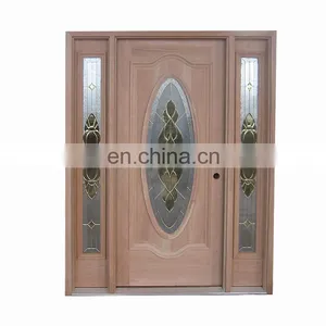 Simple Cheap Outside Solid Oak Doors Wooden Glass Door Design thumbnail-1