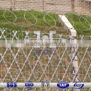 Hot Dipped Galvanized Diamond Hole Welded Razor Wire Fence thumbnail-1