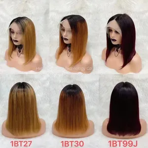 1BT27/1BT30/1BT99J T Shaped Remy Human Hair Bob Wig With Factory Price thumbnail-1