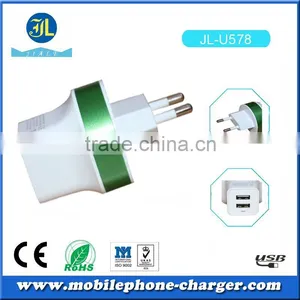 Hot New Product for 2015 Mobile Phone Accessory Dual Usb Home Charger EU Plug thumbnail-5