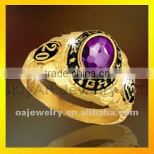 Nickle Free Designer Gold Plated Jewelry College Class Ring 3D Design Ring Paypal Acceptable thumbnail-1