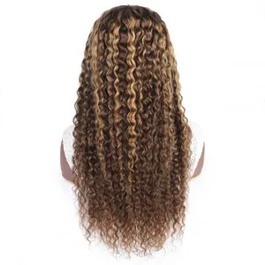 Highlight Wig Human Hair 13X4 Kinly Curly Frontal Wig P4/27 Honey Blonde Highlighted Lace Frontal Wigs For Women thumbnail-3