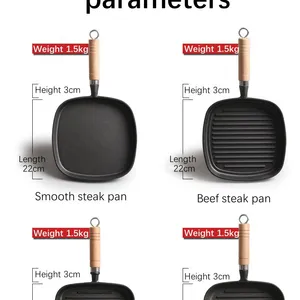 9 Inch Nonstick Grill Pan for Stove Tops Versatile Uncoated Non-stick Surface Pan Cast Iron Steak Pot Indoor Outdoor Grilling thumbnail-2