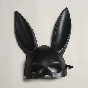 New Sexy Half Face Masks - Black White Bunny Ears for Nightclub Masquerade thumbnail-4