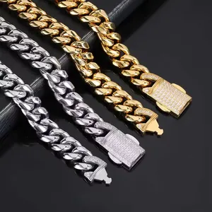 Pulsera De Acero Hombre Hip Hop Stainless Steel Luxury Cuban Jewelry CZ Diamond Bracelets thumbnail-5