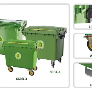 Large Size HDPE Industrial Recycle Outdoor Plastic Bins With Wheel 240L Outdoor Waste Bin for Public Storage Dustbin With Lid thumbnail-4