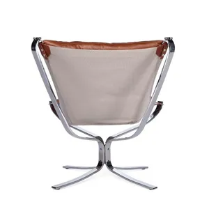Seagull Chair Low Back Version Vatne Design Leather Swivel Chair With Polished Chrome Frame thumbnail-5