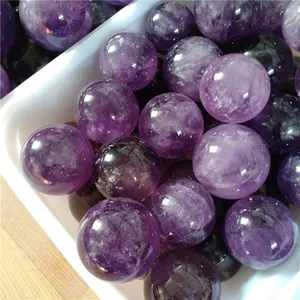 Natural Deep Purple Amethyst Crystal Sphere Ball thumbnail-2