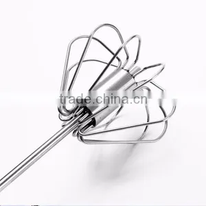 Stainless Steel Wire Manual Whisk Rotary Egg Beater Hand Push Egg Mixer Kitchen Gadgets Cooking Tools thumbnail-4