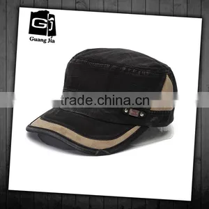 Top Quality Low Price Wholesale Adjustable Back Closure Vintage Washed Cotton India Flat Top Manufactures Caps Military Cap thumbnail-1