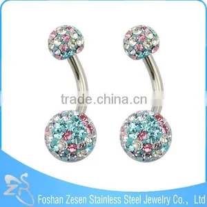 Wholesale Factory Durable Stainless Steel Crystal Gem Ball Navel Belly Button Rings thumbnail-5
