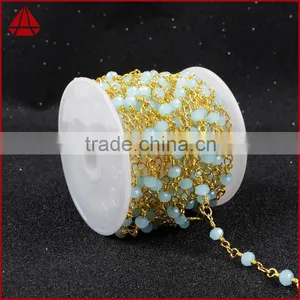 Blue Jade Quartz Chalcedony Stone Beaded Chains For Necklace-Free Shipping thumbnail-2