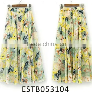 Ladies Chiffon Printed Long Summer Dresses thumbnail-1