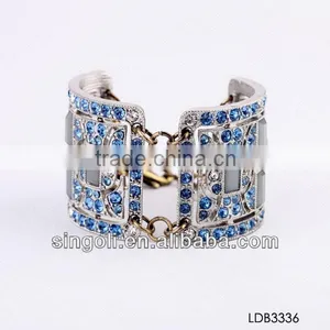Bling Bling Rhinestones Filled Retro Silver Bangle Wholesale Tibetan Bangle thumbnail-1