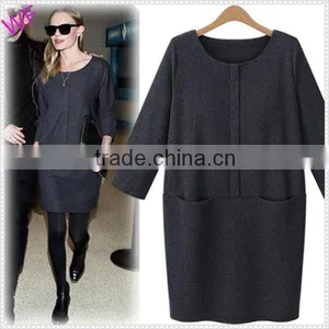 Casual Kint Sweater Dress Loose Design Dress thumbnail-1