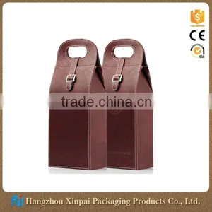 Custom Logo Printed Portable Corrugated Leather Wine Bottle Bag thumbnail-1