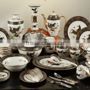70pcs Luxury Pakistani Porcelain Dinner Set, Fine Bone China Dinner Set for 6 People thumbnail-3