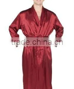 Classic Red Long Satin Bathrobe/lounge Robes for Men thumbnail-1