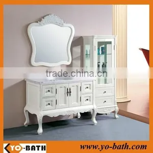 Antique White Solid Wood Antique Bathroom Vanity Cabinet, Antique Bathroom Furniture thumbnail-1