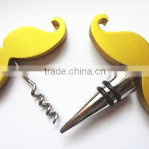 Promotional Moustache Shape Wine Bottle Opener and Wine Stopper Set thumbnail-1