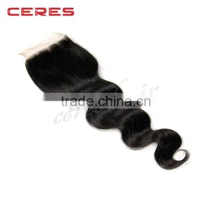 Bleached Knots Silk Top Cheap Human Hair Free Parting Bangs Lace Closure thumbnail-4