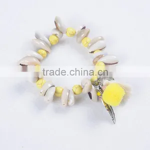 Bohemia Jewelry Stone Teething Pom Shell Bracelet thumbnail-2