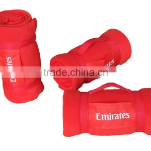 All Season Roll Up Solid Color Polar Fleece Travel Blanket With Carry Handle thumbnail-4