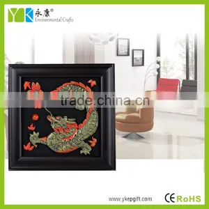 High Quality Decorative Modern Chinese Dragon Wooden Carving Embossed Wall Art thumbnail-4
