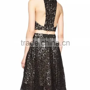 Women Top 2015 OEM Fashion Latest Sleeveless Racerback Lace Crop Top SYA15369 thumbnail-3