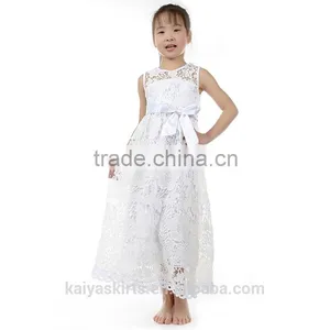 2016 Wholesale Elegant Toddler Maxi Evening Parties Frock Embroidery Flower Long Cotton Designer Baby Dresses thumbnail-1